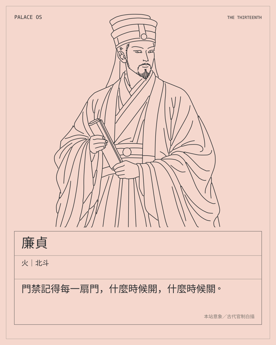廉貞星曜圖卡：火｜北斗。門禁記得每一扇門，什麼時候開，什麼時候關。